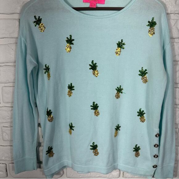 Lilly Pulitzer Caralynn Pineapple Sequin Sweater Size XS - Picture 11 of 11